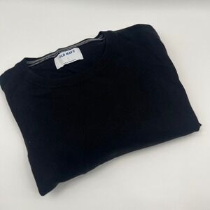 Old Navy Mens Black Crew Neck Long Sleeve Sweater Size‎ Large Cotton